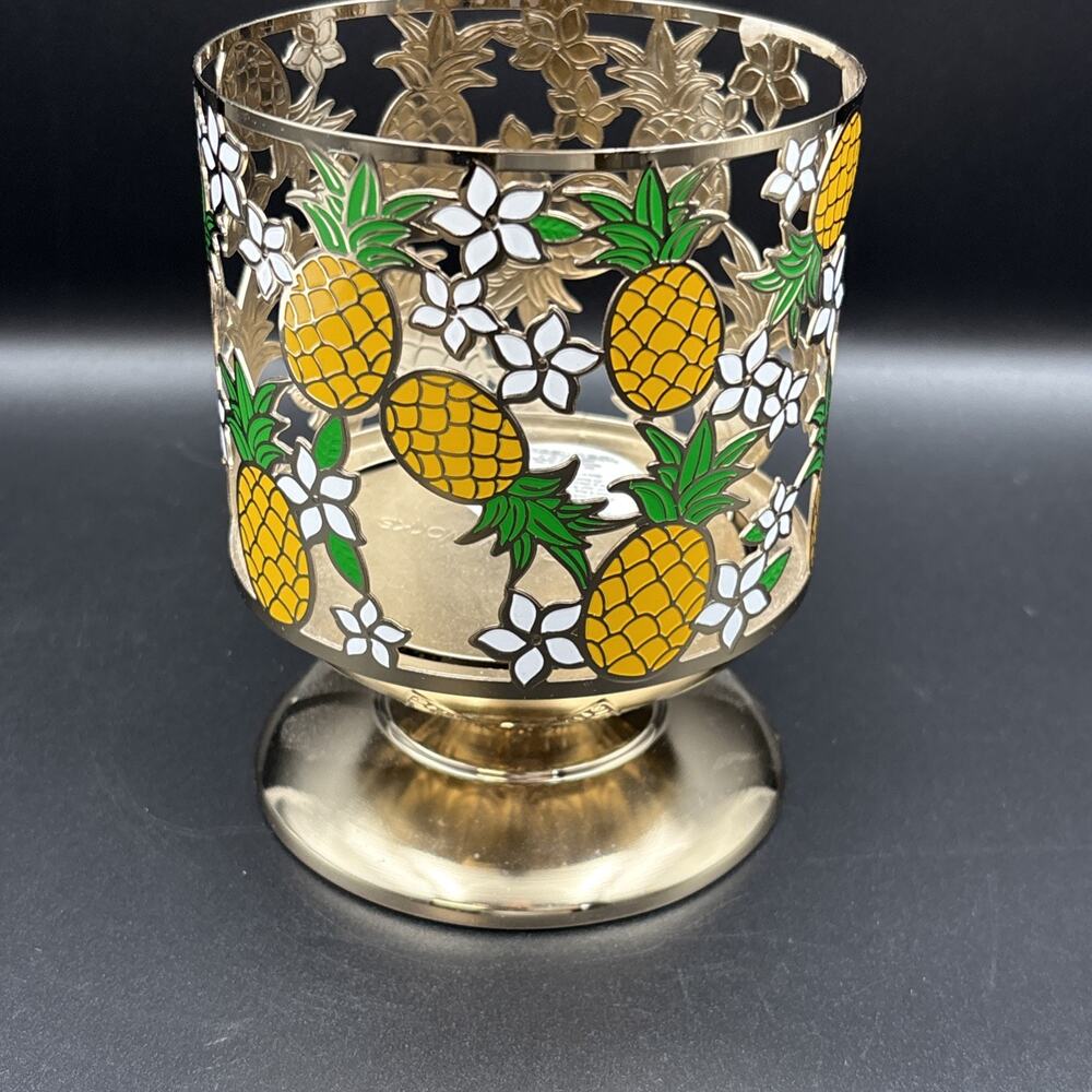 Bath & Body Works PINEAPPLE & PLUMERIA 3-Wick Pedestal Candle Holder NEW